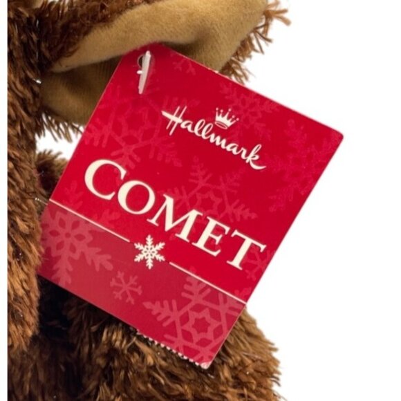 Hallmark Comet Reindeer Plush Toy Christmas Stuffed Animal Brown Tan Fuzzy Soft - Picture 2 of 15
